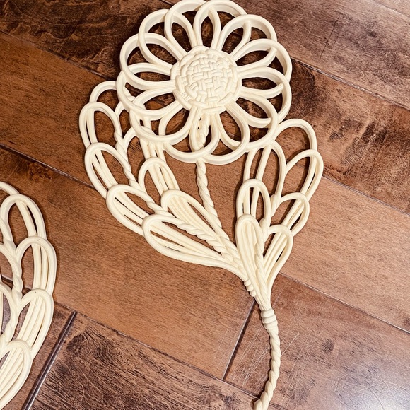 VTG Retro 1978 Burwood Products Lg White Plastic Daisy Wall Hanging Decor 2 PC - Picture 3 of 9